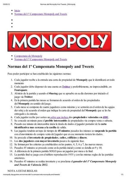 tarjetas monopoly pdf|Manual de instrucciones y reglas de Juego de mesa .